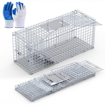 25.59Inch Live Humane Animal Trap Cage Heavy Duty Folding Catch And Release Rodent Cage For Rabbit Squirrel Possum Skunk Kitten Raccoon And More GPCT5437