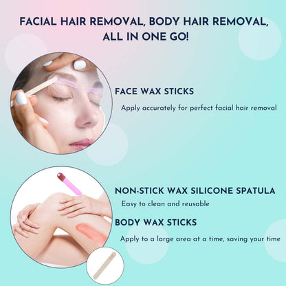 Waxing Kit 69 items - WUWUVISTA Hair Removal Hard Wax kit with Wax Warmer, Wax Beads for Face/Brazilian/Body/Sensitive Skin