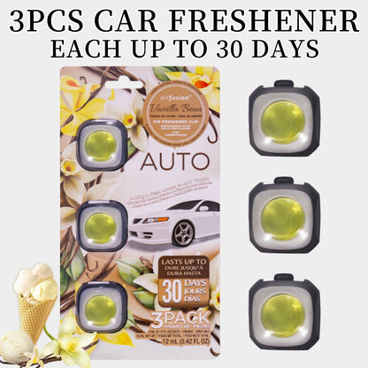 3 Pack Car Air Fresheners - Long Lasting Vent Clips For Men & Women, 3 Pack Up To 90 Days Fits All Car Refresher Odor Eliminator, New Car Scent Variety Pack