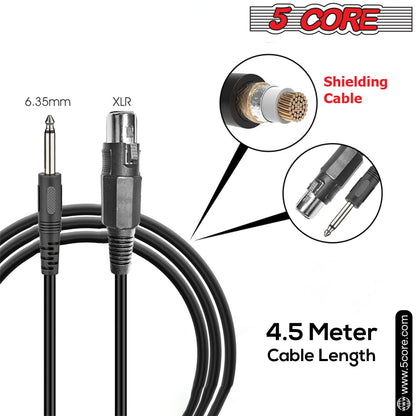 5 Core Microphone Wired Dynamic Vocal Handheld Mic Cardioid Karaoke Unidirectional Microfono w On and Off Switch Includes XLR Audio Cable for Singing, Public Speaking & Parties PM 305