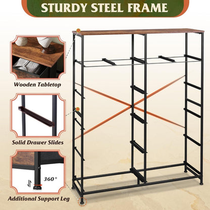 Tall Dresser for Bedroom with 12 Drawers, Dressers & Chests of Drawers, Fabric Dresser for Closet, Living Room, Storage Dressers with Storage Drawers, Steel Frame, Wood Top