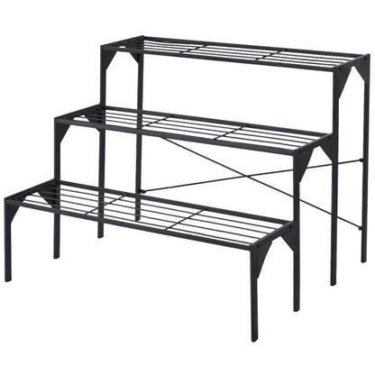 1PC Outdoor 3 Tier Metal Plant Stand with Heavy Duty Rack for Multiple Use