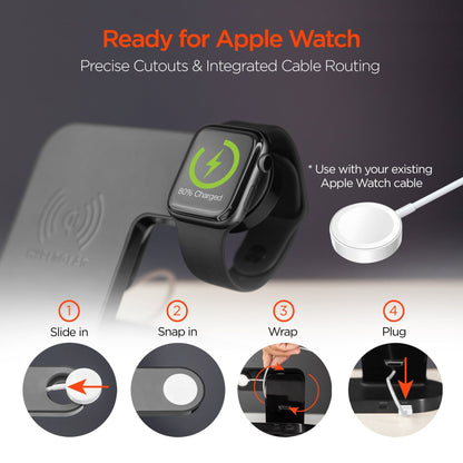 HyperGear 3-in-1 Wireless Charging Dock Black