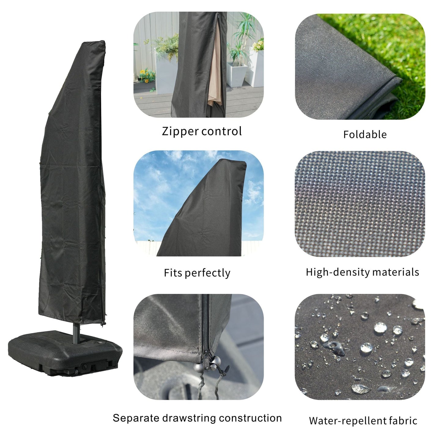 Direct Wicker Outdoor Patio Cantilever Umbrella Zipper Cover