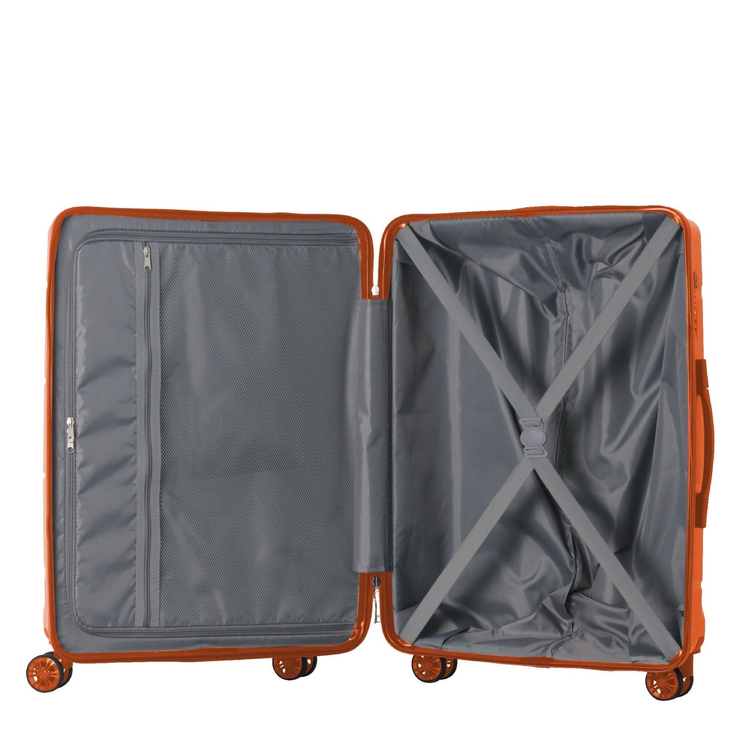 3-Piece Luggage Sets (20", 24", 28"), Suitcase with Wheels, Hardside Suitcase With Four Spinner Wheels and Scratch-Resistant Surface, Orange
