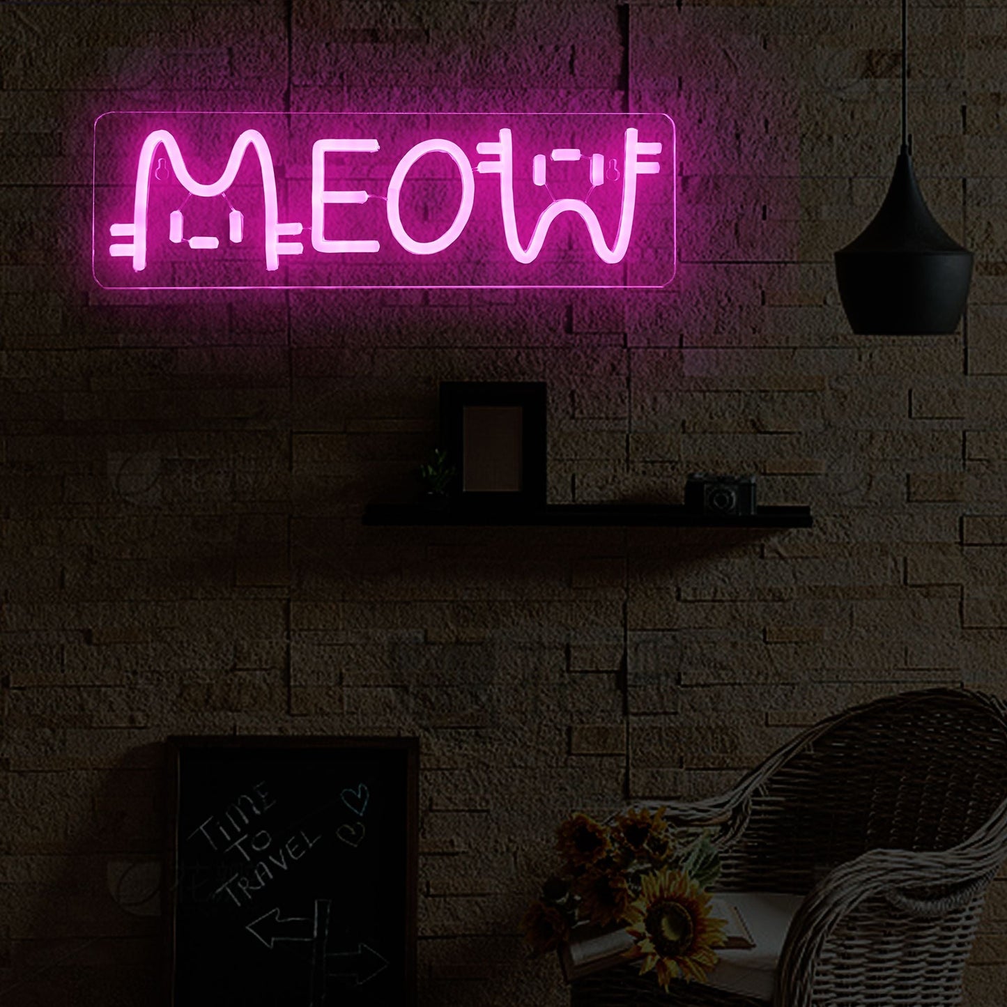 1 LED neon light, pink "meow meow" cat shaped wall decoration light, bright neon light with USB, suitable for decorating girls' bedrooms, 5V adjustable lighting, very suitable for room accents