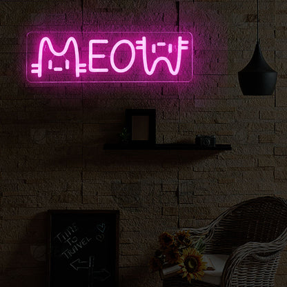 1 LED neon light, pink "meow meow" cat shaped wall decoration light, bright neon light with USB, suitable for decorating girls' bedrooms, 5V adjustable lighting, very suitable for room accents