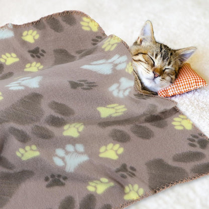 10 Pieces Pet Blankets with Paw Print Dog Cat Fleece Blankets Soft Warm Sleep Mat Pad Bed Cover for Kitten Puppy and Other Small Animals, 24 x 28 Inch