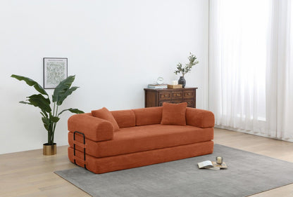 Foldable Sofa Bed, 77.9'' Folding Floor Couch, Compressed Convertable Sleeper Sofa, Memory Foam Couch with Pillow Back Support Armrest, 4-in-1 Futon Sofa Bed for Living Room, Army green
