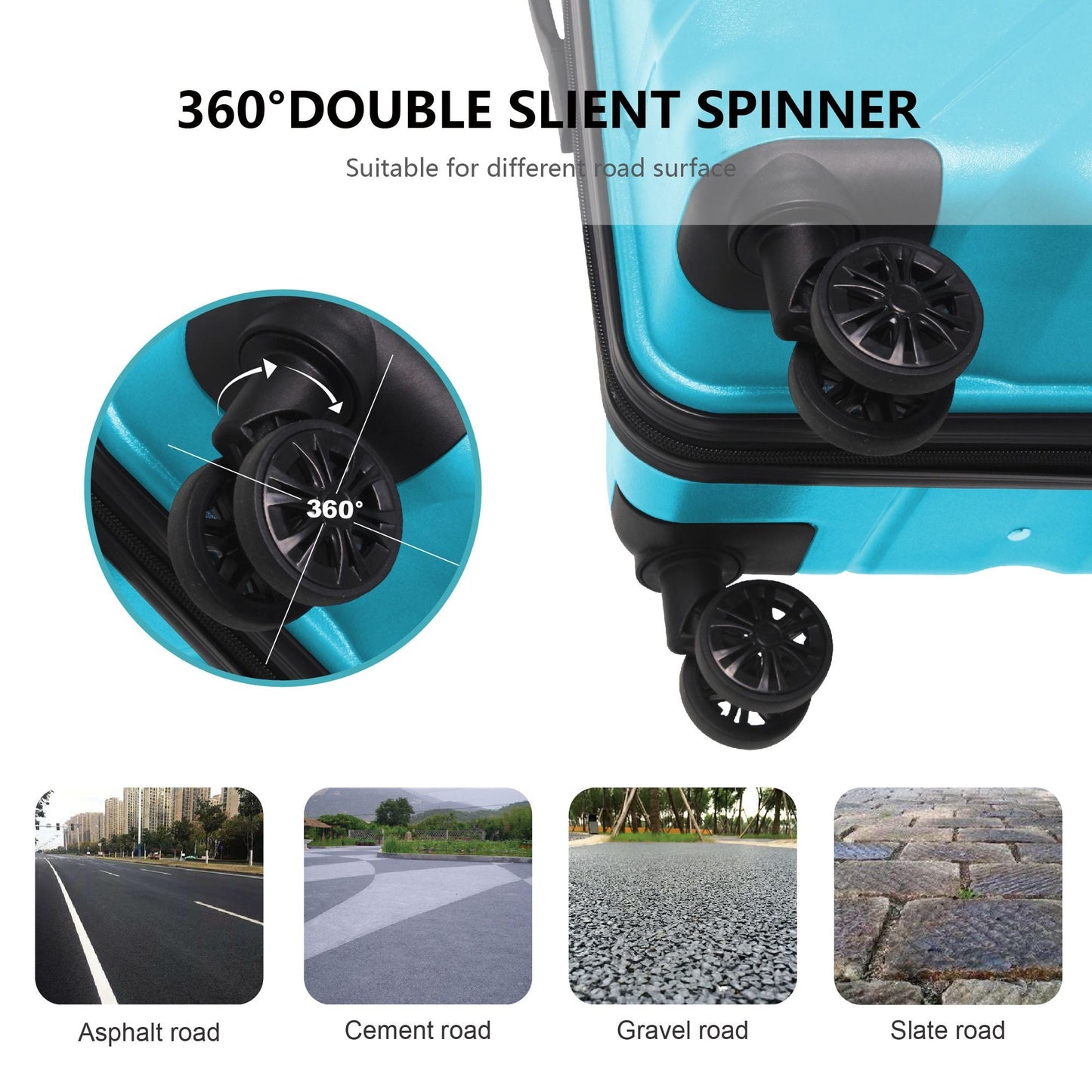 3-Piece Luggage Sets (20", 24", 28"), Suitcase with Wheels, Hardside Suitcase With Four Spinner Wheels and Scratch-Resistant Surface, Peacock Blue