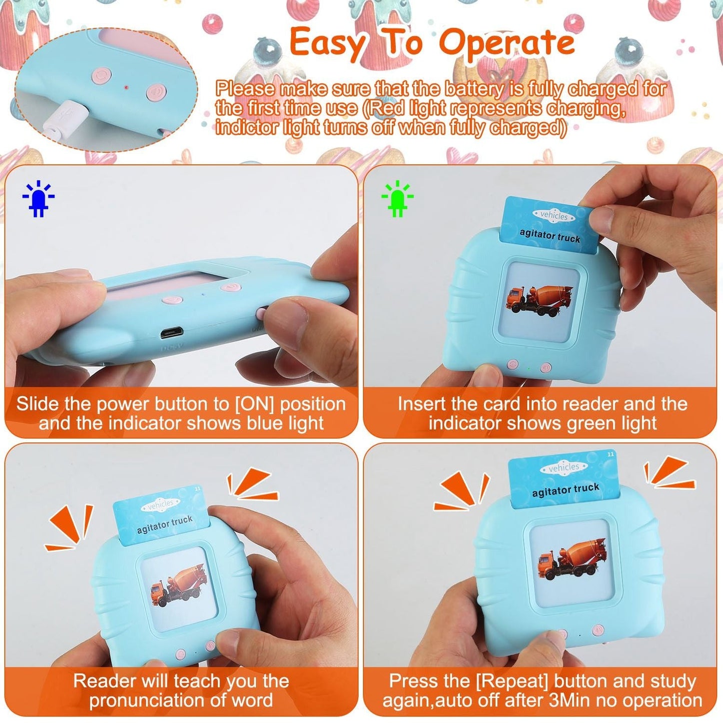 224 Words Kid Flash Talking Cards 112 Card Electronic Cognitive Audio Toddler Reading Machine Animal Shape Color Repeated Learning Cards English For Child