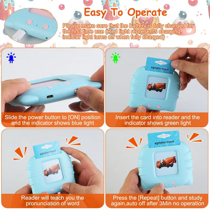 224 Words Kid Flash Talking Cards 112 Card Electronic Cognitive Audio Toddler Reading Machine Animal Shape Color Repeated Learning Cards English For Child