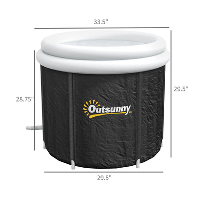 Cold Plunge Tub, Portable Ice Bath with Thermo Lid for Athletes' Recovery, Black