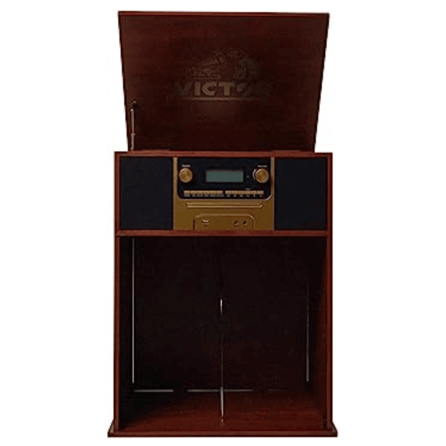 Victor Boyleston 7-in-1 3-Speed Turntable Music Center with Album Storage
