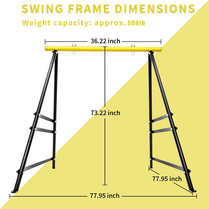 Metal Swing Stand Swing Sets for Backyard,Powder Coated Swing Frame of Swing Set with Extra Side Bars,880 Lbs Heavy-Duty A-Frame Outdoor Swing Fits Swing Chair,Porch Swing