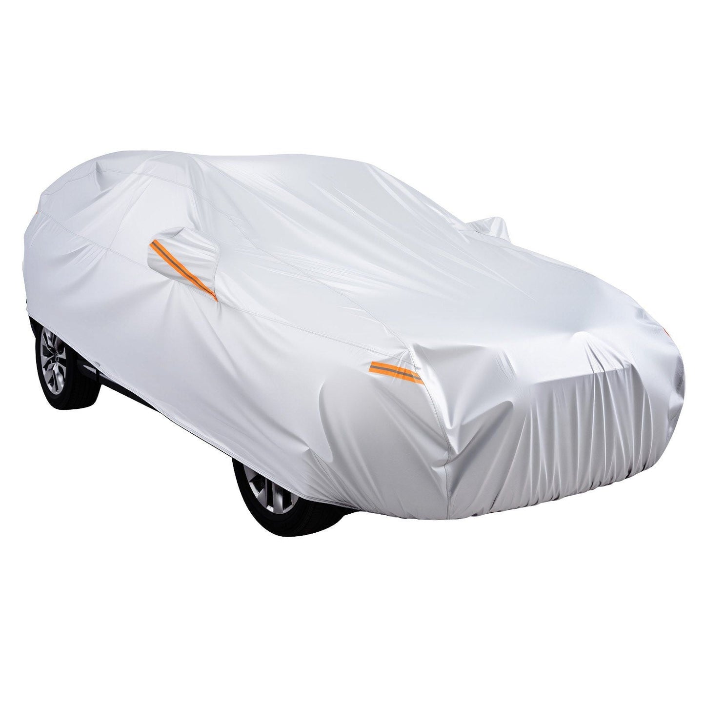 VEVOR Car Cover, Car Cover Waterproof for Dodge Challenger Full Size Sedan, Custom-fit All Weather Sun Rain Wind Dust Snow Protection Full Exterior Covers with Door Zipper and Cotton Lining, Silver