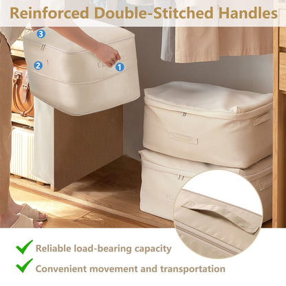 Large Foldable Storage Bag For Comforter Quilt Blanket Clothes Pillows Beddings Self Compression Organizer For Duvet Closet Storage Containers With Dual Zippers