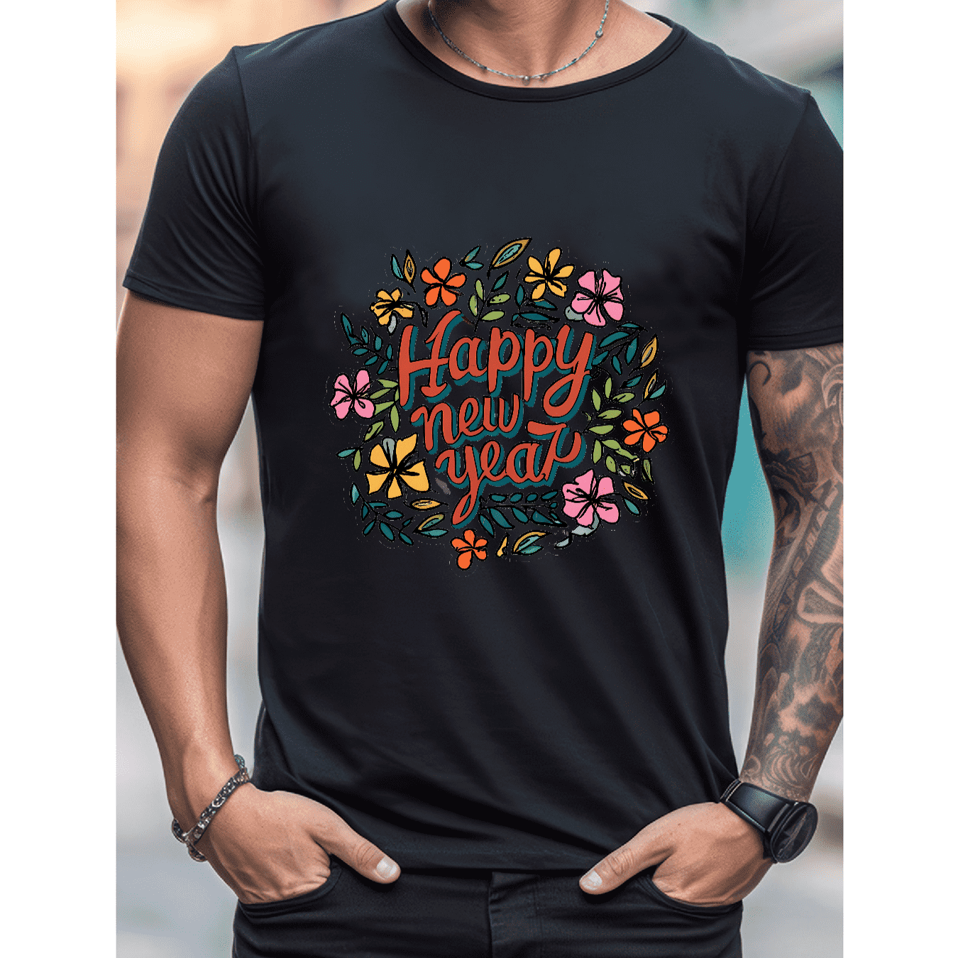 2025 New Year Cotton T-Shirt for Men - Stylish & Comfortable Short Sleeve Tee for All Seasons