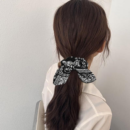 Hair Bow Scrunchy Hair Ties for Girls Ponytail Holders for Women Bunny Ear Scrunchies 3Pcs