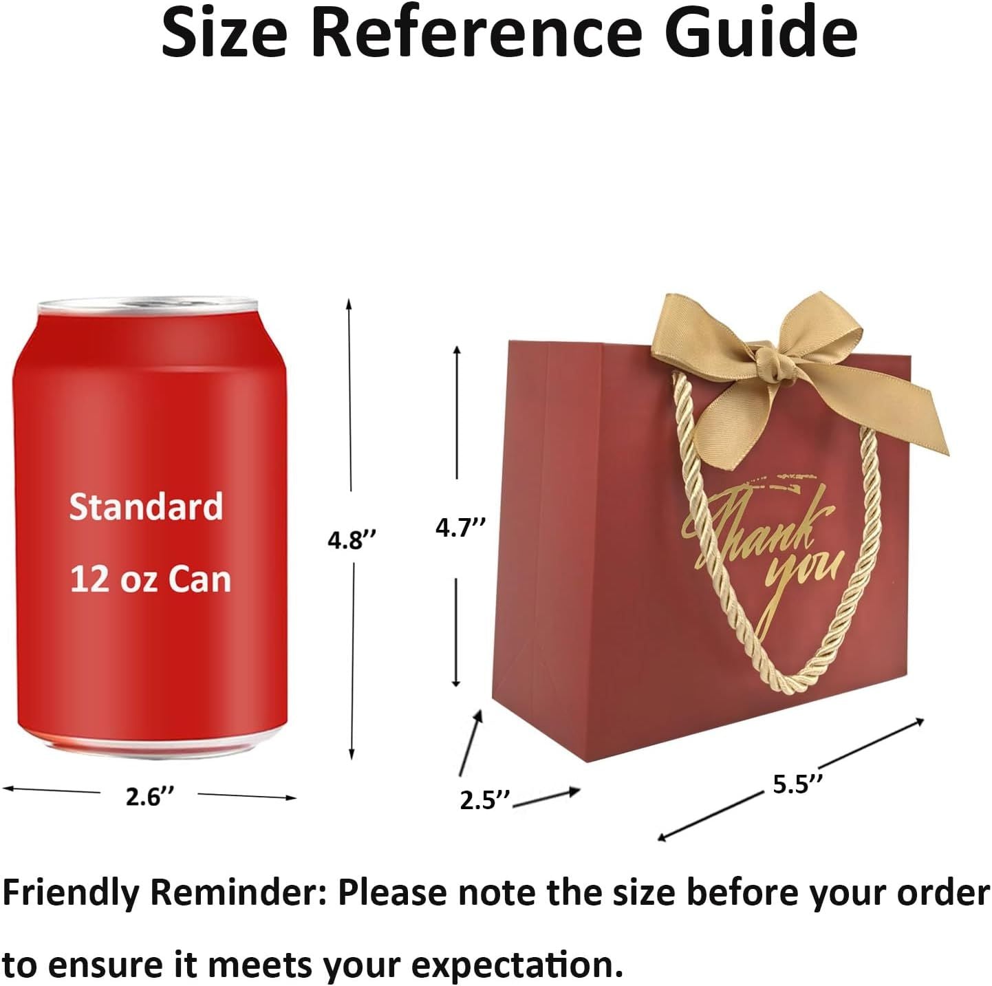 50 Pack Small Thank You Gift Bags with Handles, 5.5''x 2.5''x4.7'' Mini Red Gift Bags Bulk for Baby Shower, Birthday, Wedding, Party Favors