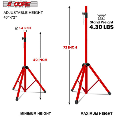5 Core Speaker Stand Tripod Floor Tall Adjustable Up to 72 Inch DJ Studio Monitor Stands Pole Mount - SS ECO 1PK WOB
