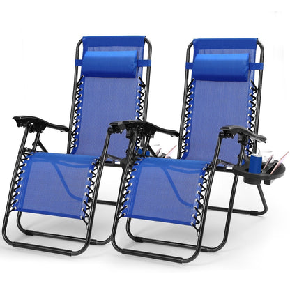 2Packs Zero Gravity Lounge Chair with Dual Side Tray 330lbs Load Foldable Recliner Chair
