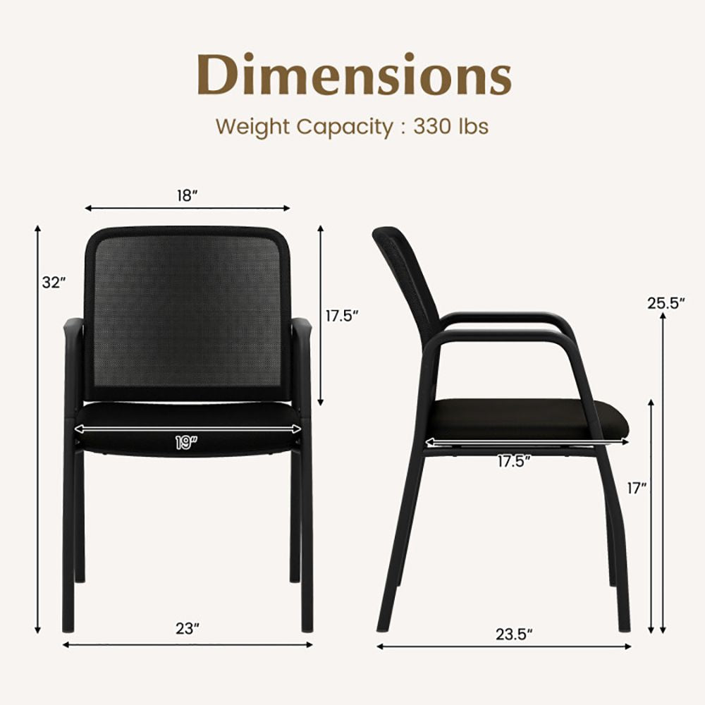 Waiting Room Chair Set of 2 Office Guest Chairs with Ergonomic Mesh Backrest