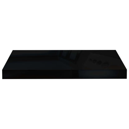 Wall Shelf Set of 2 High gloss black Honeycomb MDF, metal