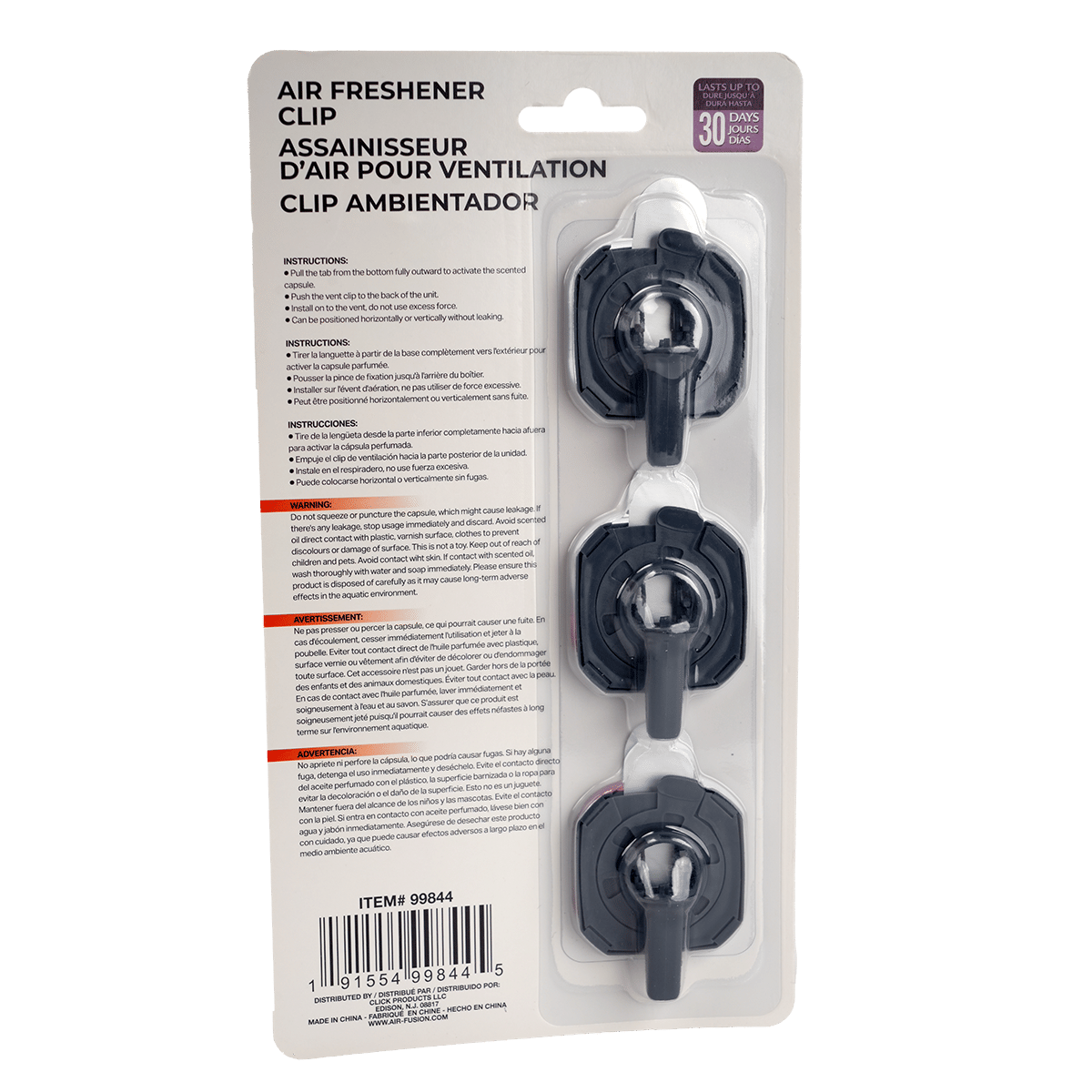 3 Pack Car Air Fresheners - Long Lasting Vent Clips For Men & Women, 3 Pack Up To 90 Days Fits All Car Refresher Odor Eliminator, New Car Scent Variety Pack
