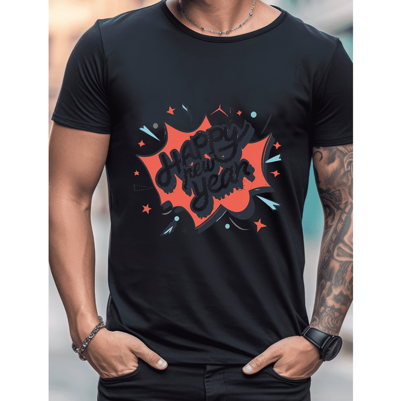 2025 New Year Cotton T-Shirt for Men - Stylish & Comfortable Short Sleeve Tee for All Seasons