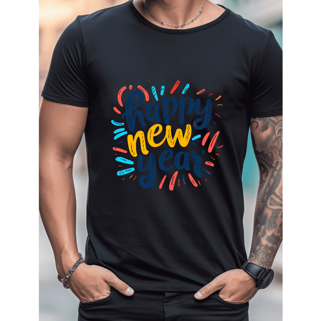 2025 New Year Cotton T-Shirt for Men - Stylish & Comfortable Short Sleeve Tee for All Seasons