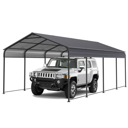 supply Video NEW Metal Carport 12 ×20 FT Heavy Duty with Galvanized Steel Roof, Metal Garage Canopy with Galvanized Steel Roof & Frame, Car Tent Outdoor Storage Shed for Car, Boats and Truck, Gray
