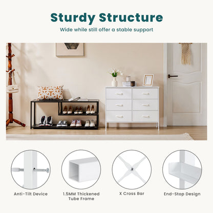 Dresser for Bedroom 6 Drawers Wide Fabric Storage Units Chest of Drawers for Bedroom with Metal Frame and Wooden Top for TV