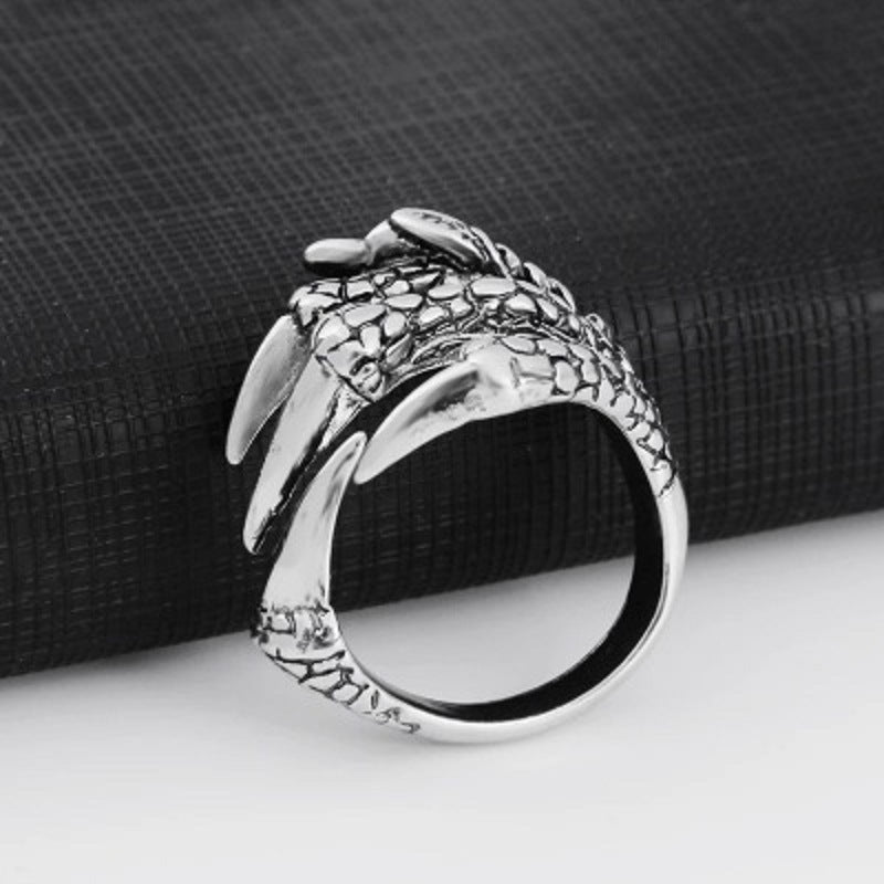 Claw Rings Punk Dragon Eagle Claw High Quality Alloy Casting Black Open Ring for Men and Women