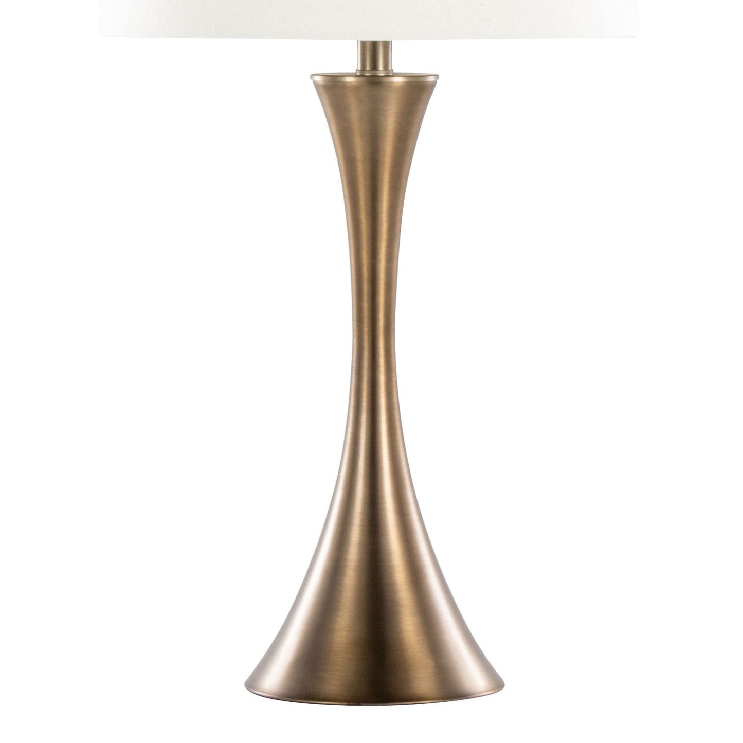 Lenuxe 29" Contemporary Metal Table Lamp in Matte Golden Bronze with Off-White Linen Shade from Grandview Gallery by - Set of 2
