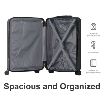 Luggage Sets ABS Hardshell 3pcs Luggage, Lightweight Durable Suitcase sets Spinner Wheels Suitcase 20''24''28'' (BLACK)