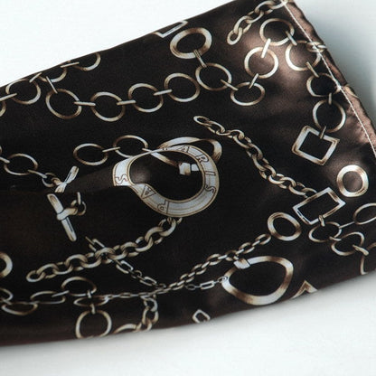 Blando Chocolate Circle Chain Print Chic Super Comfy Silk Scarf/Wrap/Shawl(Large)