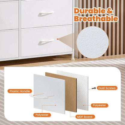 Dresser for Bedroom with 8 Drawers Tall Dresser & Chest of Drawers Fabric Dresser with Wood Top and Sturdy Steel Frame