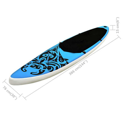 Inflatable Stand Up Paddleboard Set 144.1"x29.9"x5.9" Blue