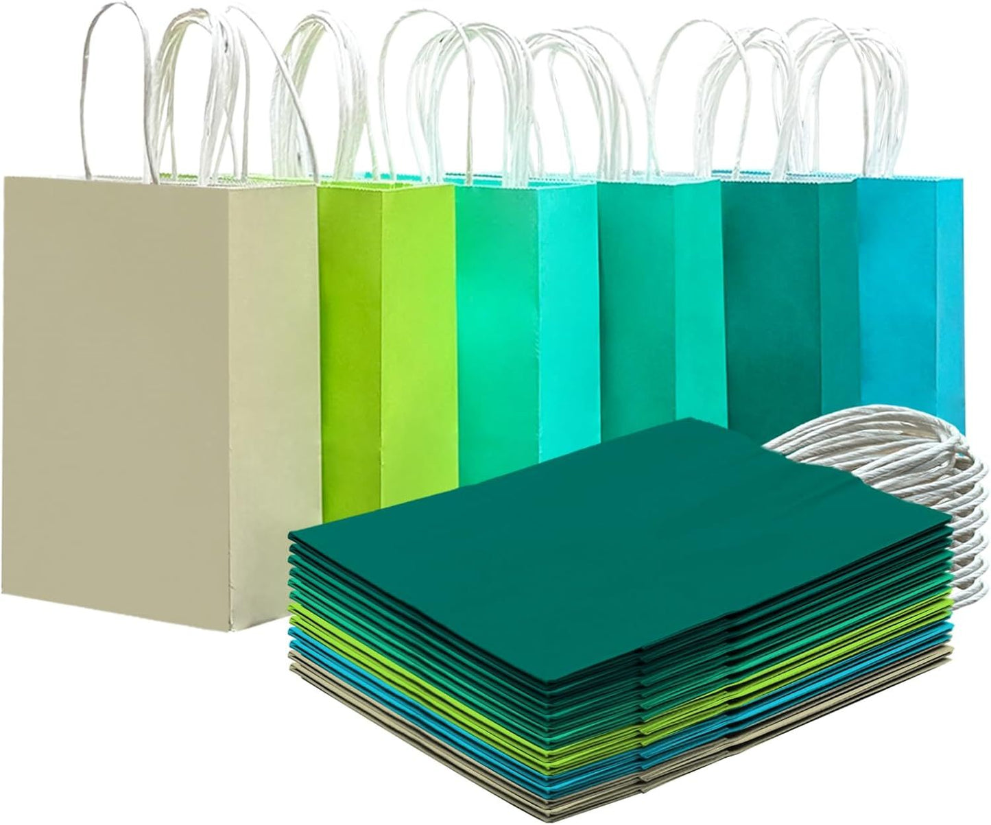 30PCS Medium Gift Bag with Handles Bulk 11"x5"x8" Gift Bags Green Lotus Purple Bags Multiple Uses (Medium Size)