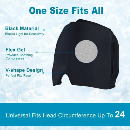 360° Migraine Relief Gel Hat - Hot Cold Therapy Pain Mask for Instant Relief & Pressure Release with Eye Masks Included