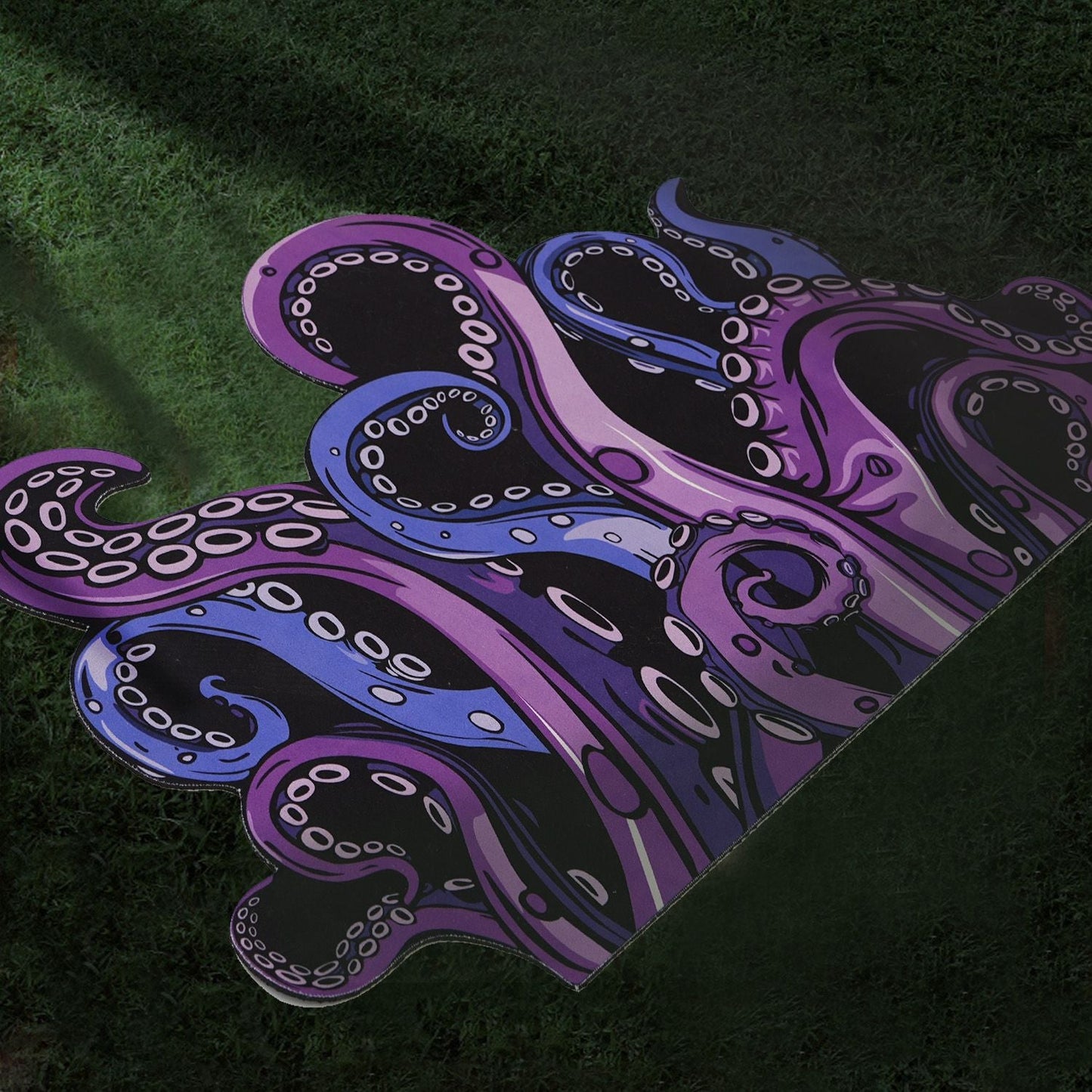 Green And Purple Cthulhu Rugs Water Absorbent Bath Mat Octopus Anime Rug Graphic Gothic Bathroom Rugs Fantasy Decorate, Non Slip Backing, Unique Gift & Decor for Gamers, 27x18 in