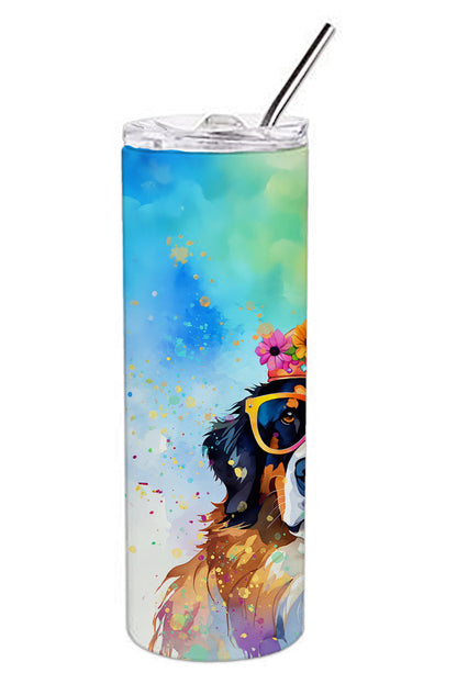 Bernese Mountain Dog Hippie Dawg Stainless Steel Skinny Tumbler Vacuum Double Walled Reusable Insulated Tumbler Travel Cup for Coffee Cocktails Gift with Lid, 20 oz