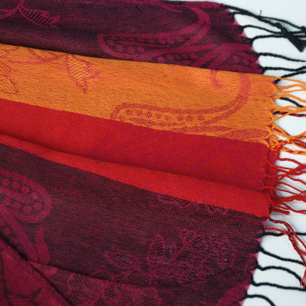 Blancho Bedding -Pa-a82-3 Multi-Colors Rose & Paisley National Style Exquisite Soft Tassel Ends Pashmina/Shawl/Scarf