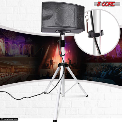 5 Core Speaker Stand Tripod Floor Heavy Duty Adjustable Up to 72 Inch DJ Studio Monitor Stands Pole Mount- SS HD WH BAG