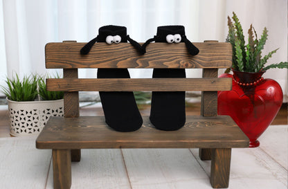 Black Magnetic Socks That Hold Hands Novelty Couple Socks for Valentines Day 1 Pair