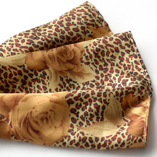 Blando Gold Leopard & Rose Floral Pattern Stylish super soft Silk Scarf/Wrap/Shawl(Large)