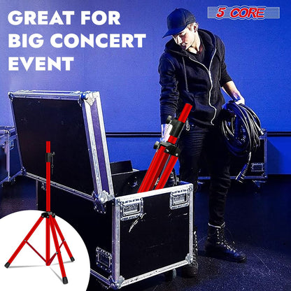 5 Core Speaker Stand Tripod Floor Tall Adjustable Up to 72 Inch DJ Studio Monitor Stands Pole Mount - SS ECO 1PK WOB