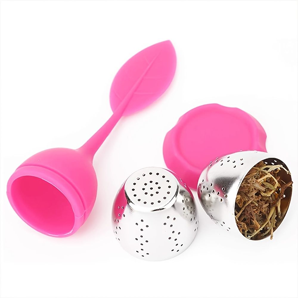 1pc Tea Infuser Silicone Handle Stainless Steel Strainer Drip Tray Included - Loose Tea Steeper - Best Tea Infuser For Loose Leaf Or Herbal Tea