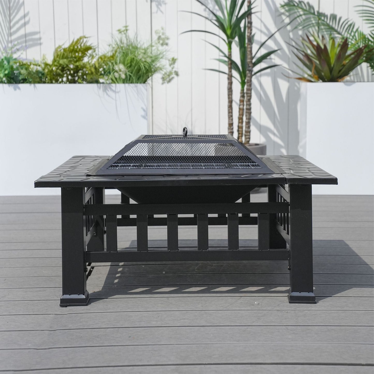 Durable Outdoor Fire Pit Table for Wood Burning with Accessories